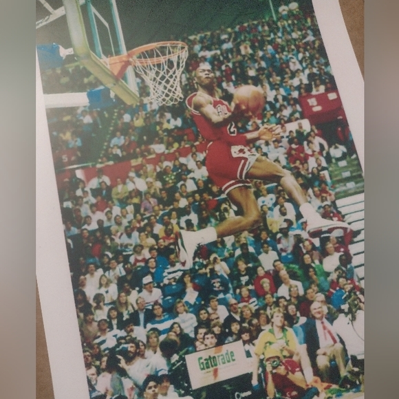 MICHAEL AIR💨JORDAN BULLS 1988 NBA SLAM DUNK CONTEST 8.5x11 ULTRA GLOSSY POSTER! - Picture 2 of 4